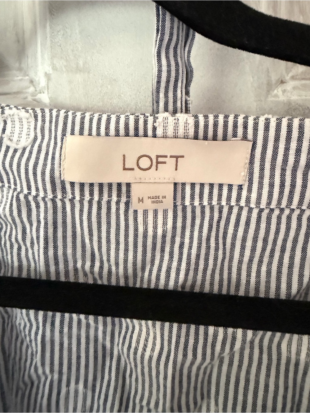 LOFT Blue Striped Polka Dot Wrap Blouse - Picture 3 of 4